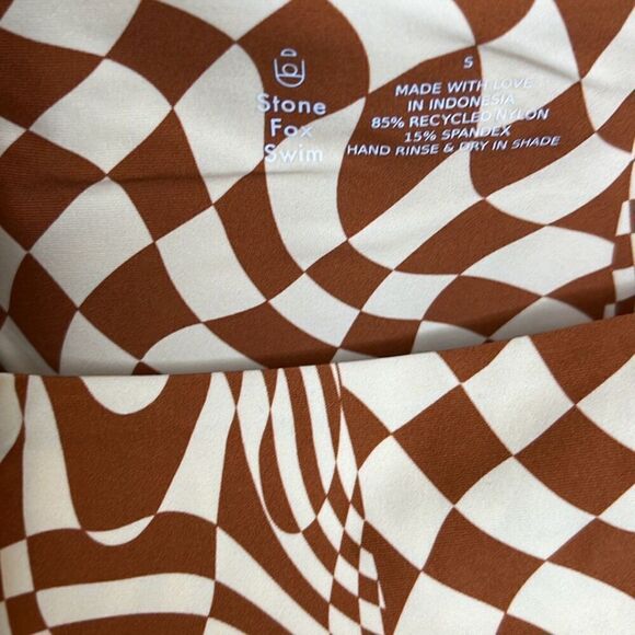 Stone Fox Swim x Free People Azalea One-Piece Caramel Check Small NWT - Picture 4 of 8